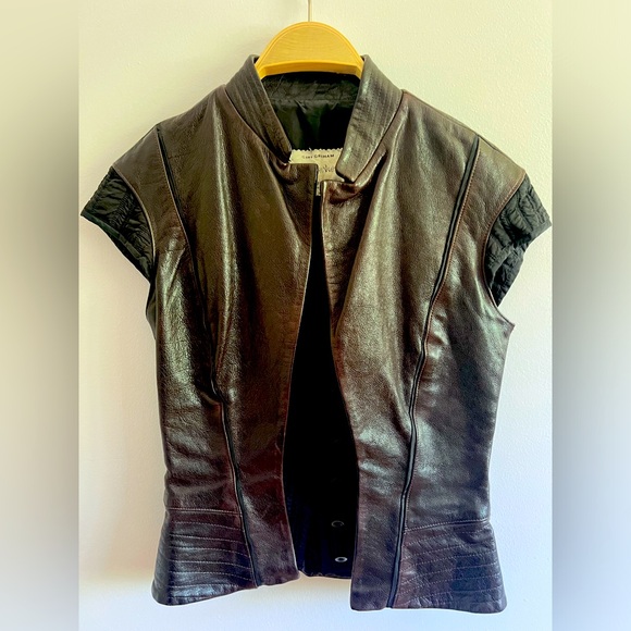 Gary Graham Brown Leather Vest, Size 4 - Picture 4 of 16